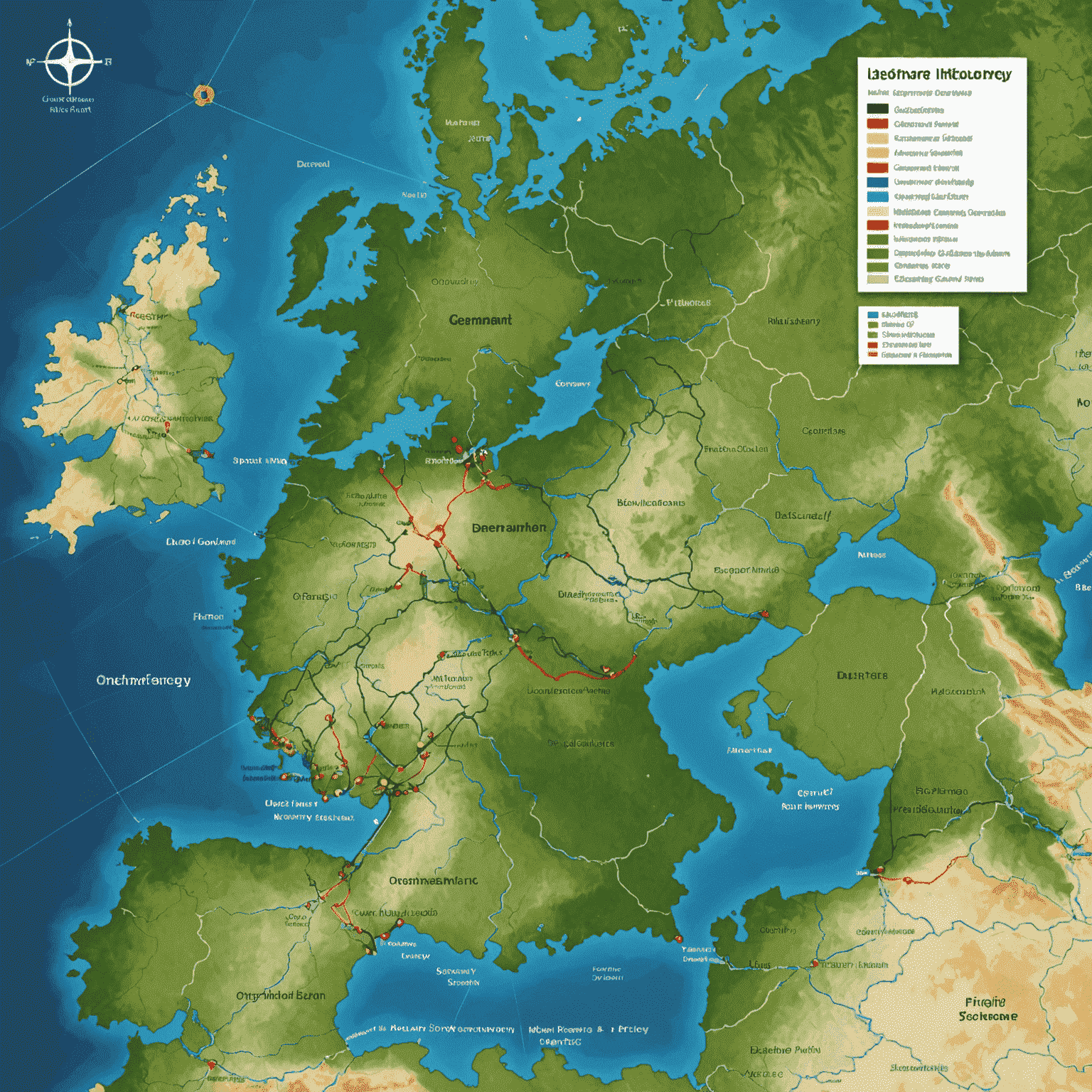 Karte von Deutschland mit markierten Standorten von Onshore- und Offshore-Windparks, die die flächendeckende Nutzung der Windenergie zeigt